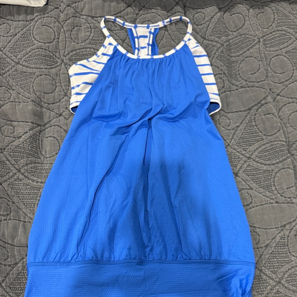 Lululemon Athletica Blue and White Tank Top